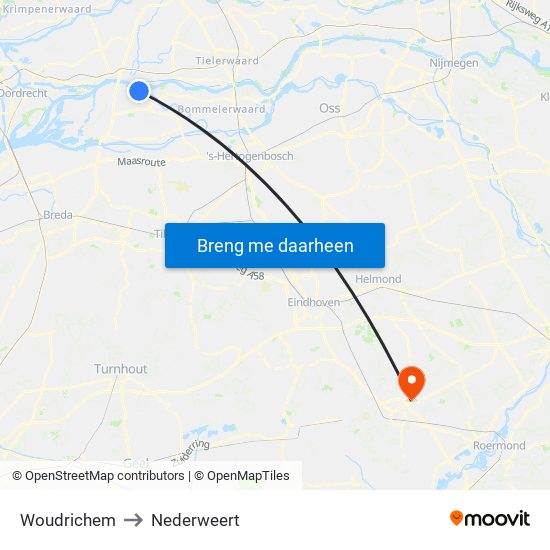 Woudrichem to Nederweert map