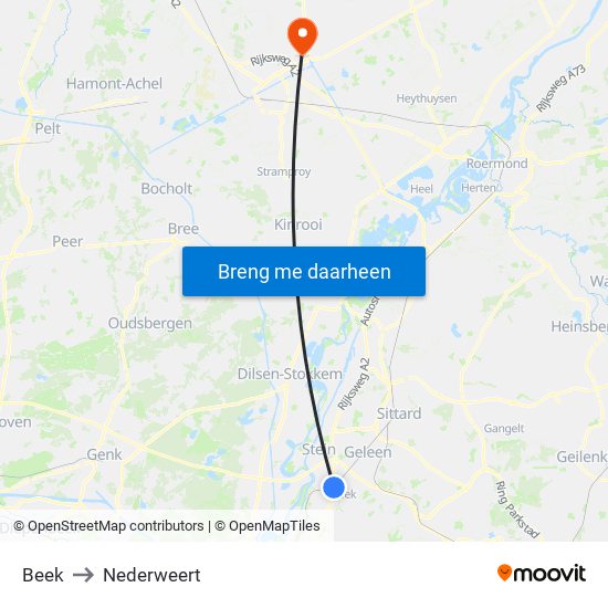 Beek to Nederweert map