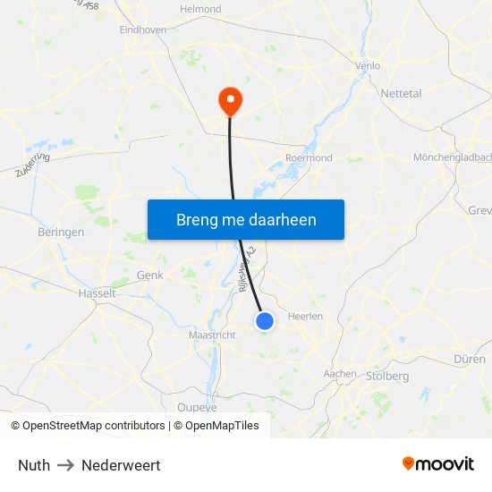 Nuth to Nederweert map