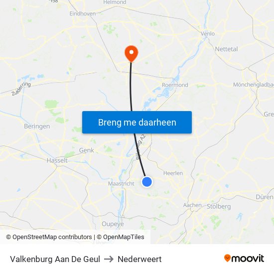 Valkenburg Aan De Geul to Nederweert map