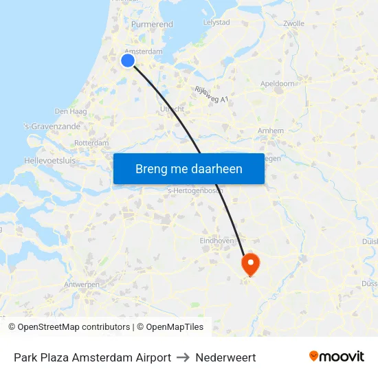 Park Plaza Amsterdam Airport to Nederweert map
