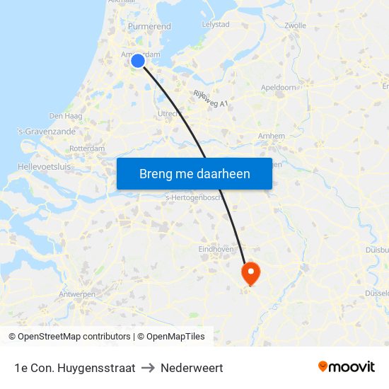 1e Con. Huygensstraat to Nederweert map