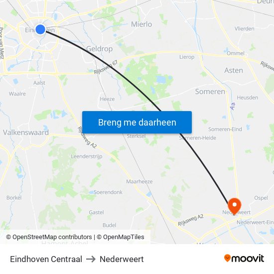 Eindhoven Centraal to Nederweert map