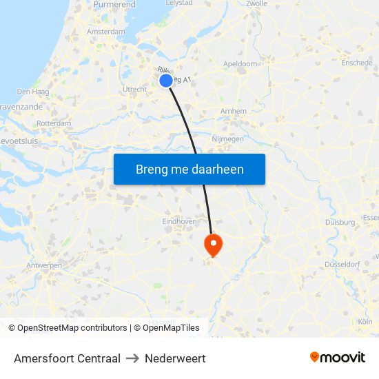 Amersfoort Centraal to Nederweert map