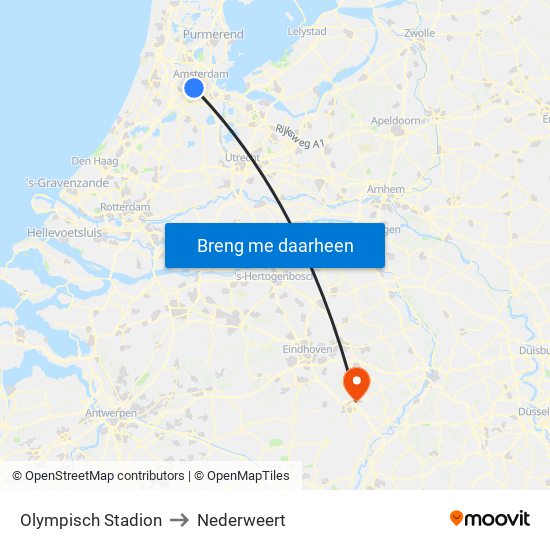 Olympisch Stadion to Nederweert map