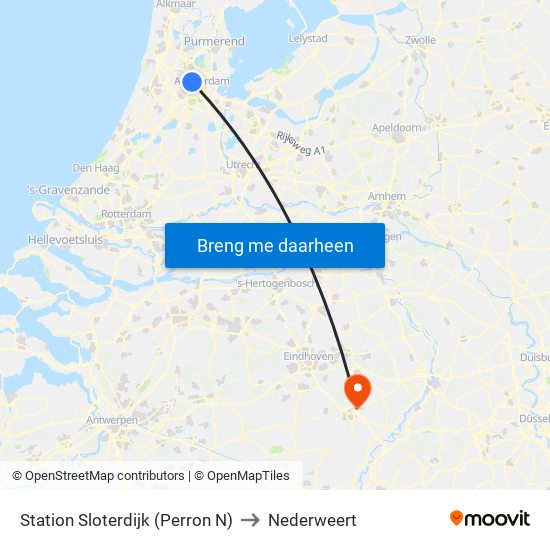 Station Sloterdijk (Perron N) to Nederweert map