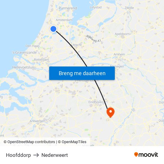 Hoofddorp to Nederweert map