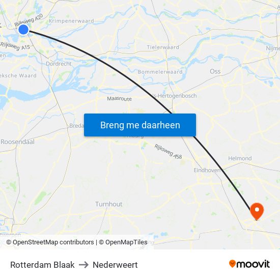 Rotterdam Blaak to Nederweert map