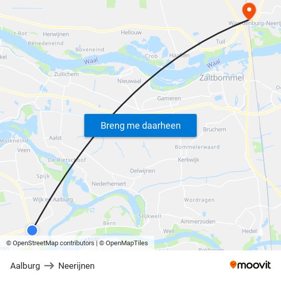 Aalburg to Neerijnen map