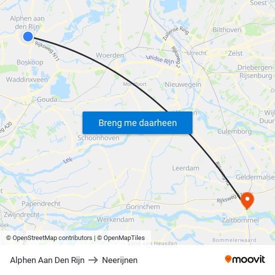 Alphen Aan Den Rijn to Neerijnen map