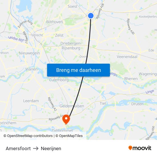 Amersfoort to Neerijnen map