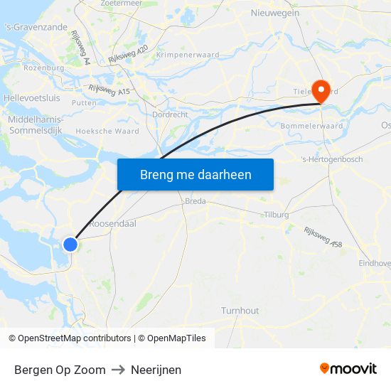 Bergen Op Zoom to Neerijnen map