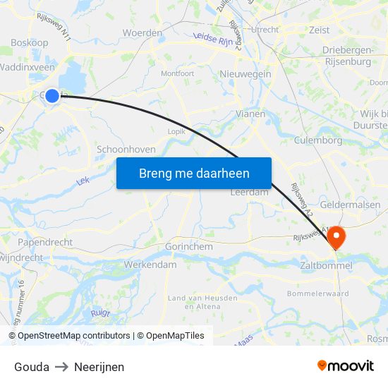 Gouda to Neerijnen map