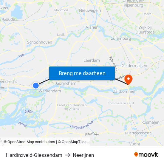 Hardinxveld-Giessendam to Neerijnen map