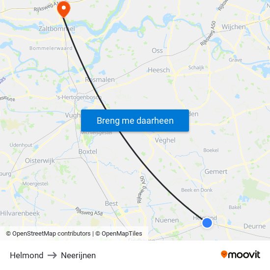 Helmond to Neerijnen map