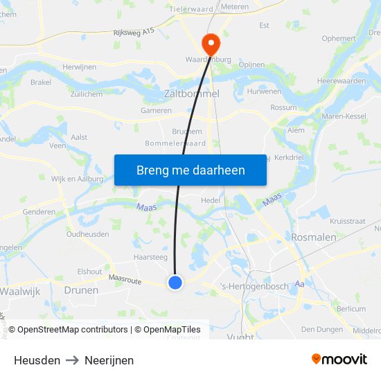 Heusden to Neerijnen map