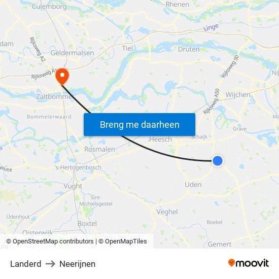 Landerd to Neerijnen map