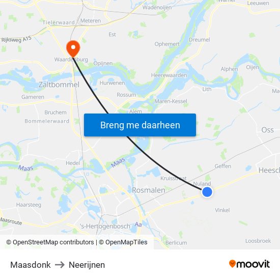 Maasdonk to Neerijnen map