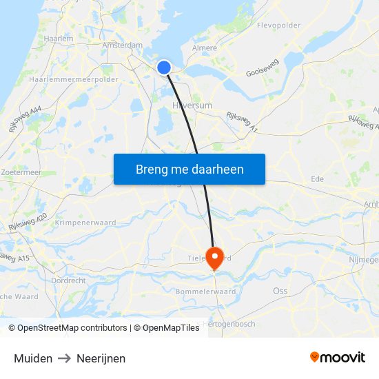 Muiden to Neerijnen map