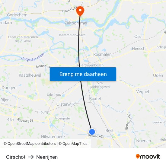 Oirschot to Neerijnen map