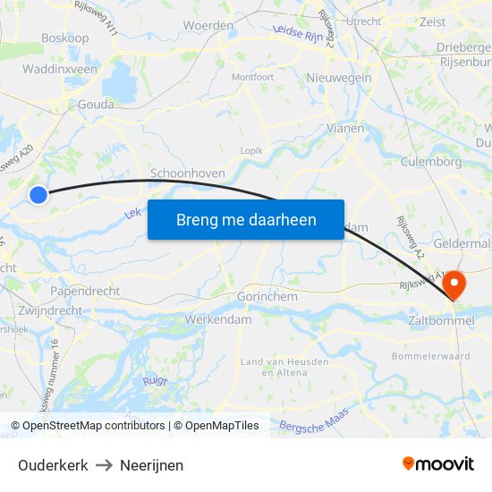 Ouderkerk to Neerijnen map