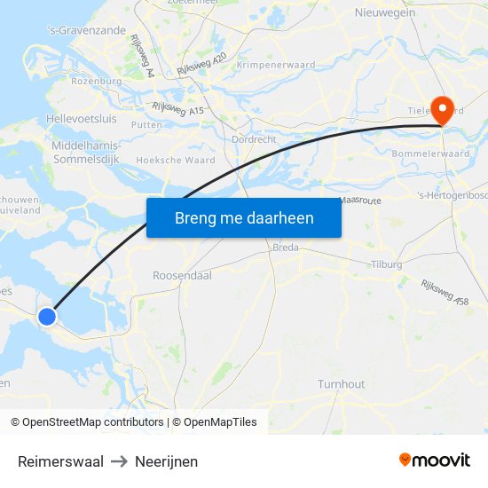 Reimerswaal to Neerijnen map