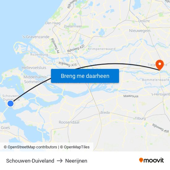 Schouwen-Duiveland to Neerijnen map