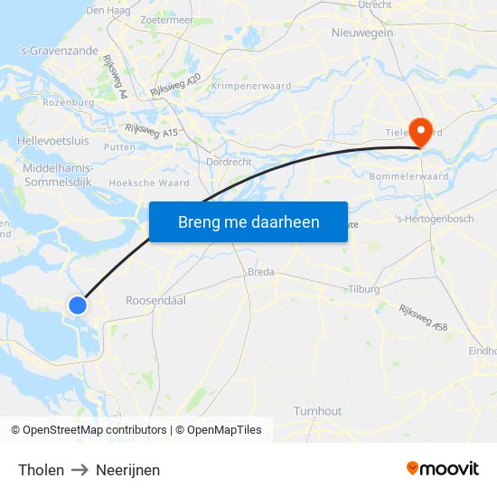 Tholen to Neerijnen map