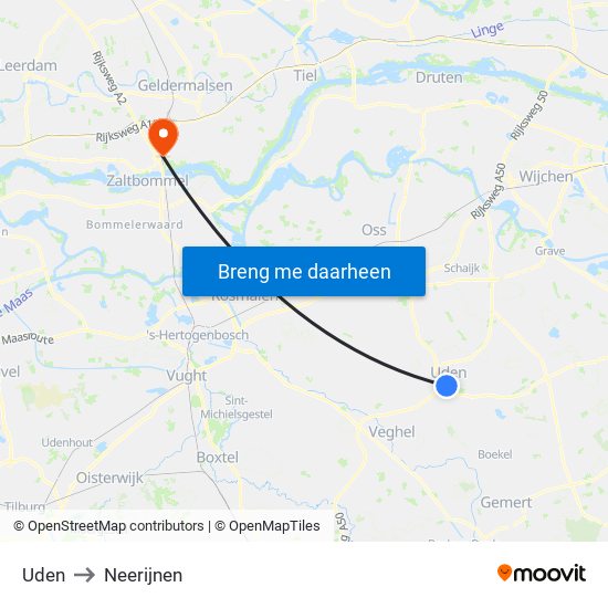 Uden to Neerijnen map