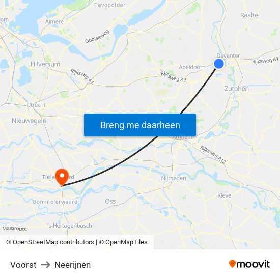 Voorst to Neerijnen map