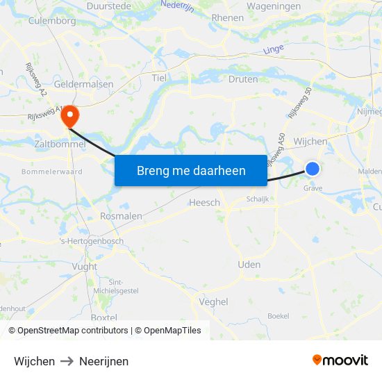 Wijchen to Neerijnen map