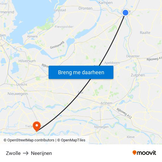 Zwolle to Neerijnen map