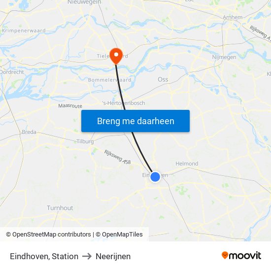 Eindhoven, Station to Neerijnen map