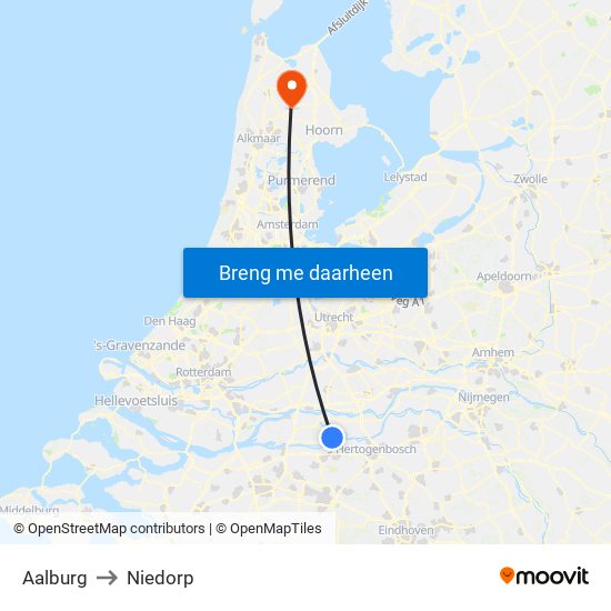 Aalburg to Niedorp map