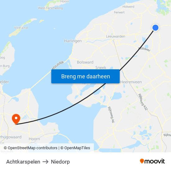 Achtkarspelen to Niedorp map