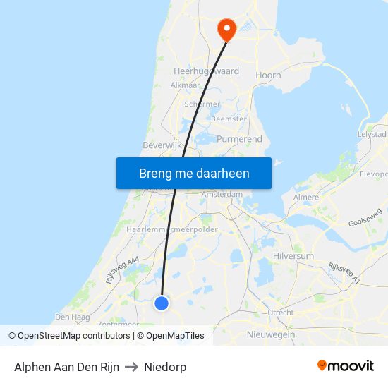 Alphen Aan Den Rijn to Niedorp map