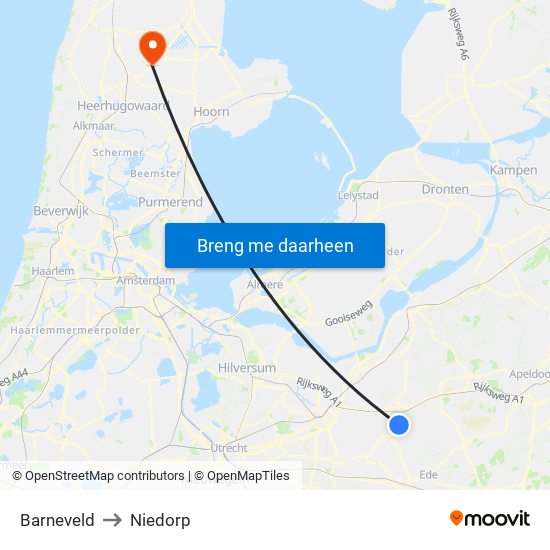 Barneveld to Niedorp map