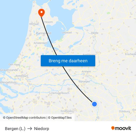 Bergen (L.) to Niedorp map