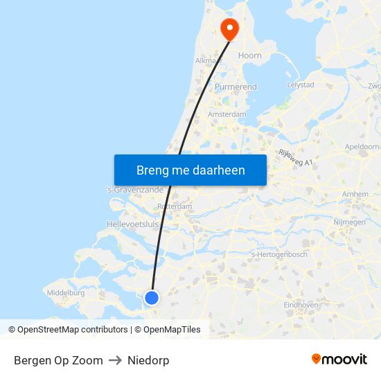 Bergen Op Zoom to Niedorp map