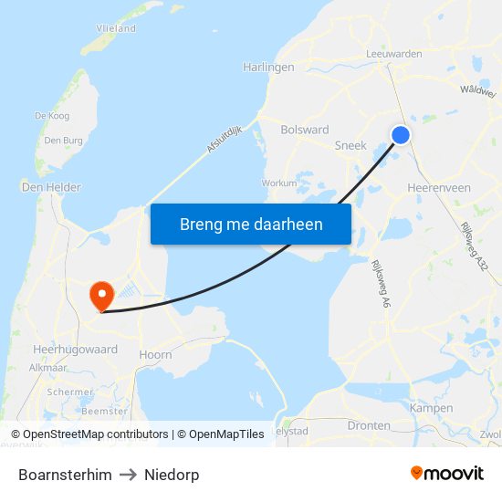 Boarnsterhim to Niedorp map