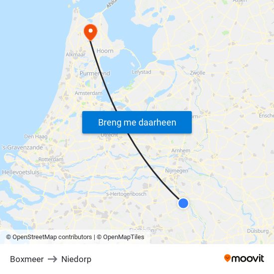 Boxmeer to Niedorp map