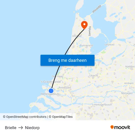 Brielle to Niedorp map