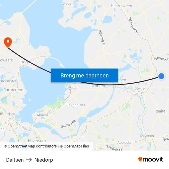 Dalfsen to Niedorp map