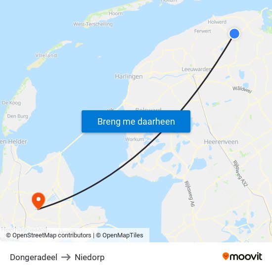 Dongeradeel to Niedorp map