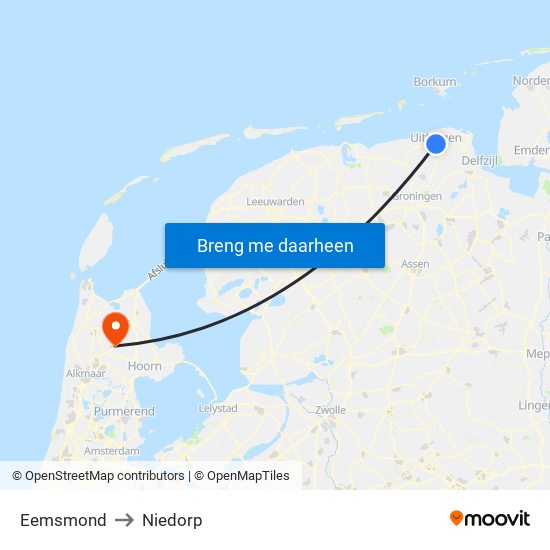 Eemsmond to Niedorp map