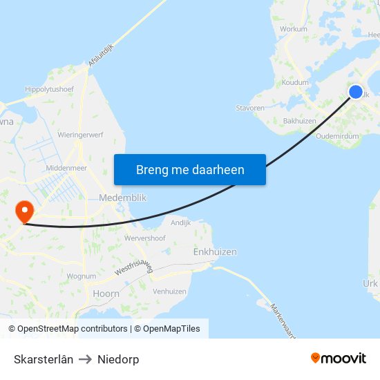 Skarsterlân to Niedorp map