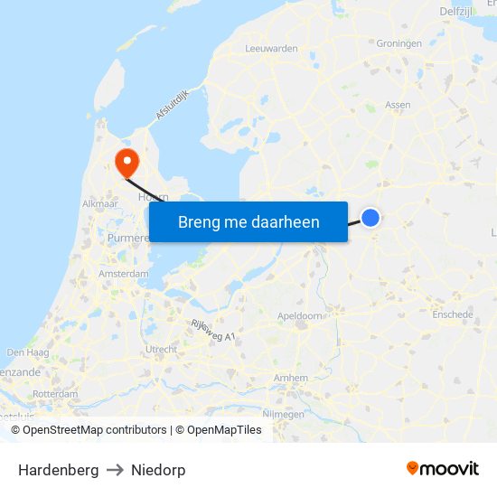 Hardenberg to Niedorp map