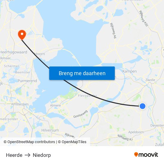 Heerde to Niedorp map