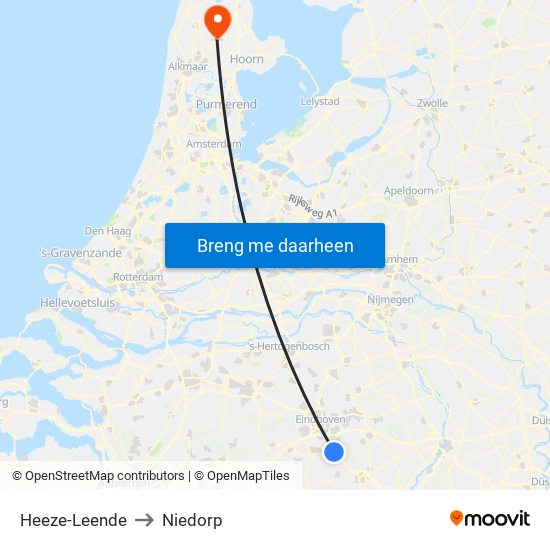 Heeze-Leende to Niedorp map