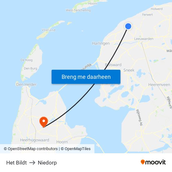 Het Bildt to Niedorp map